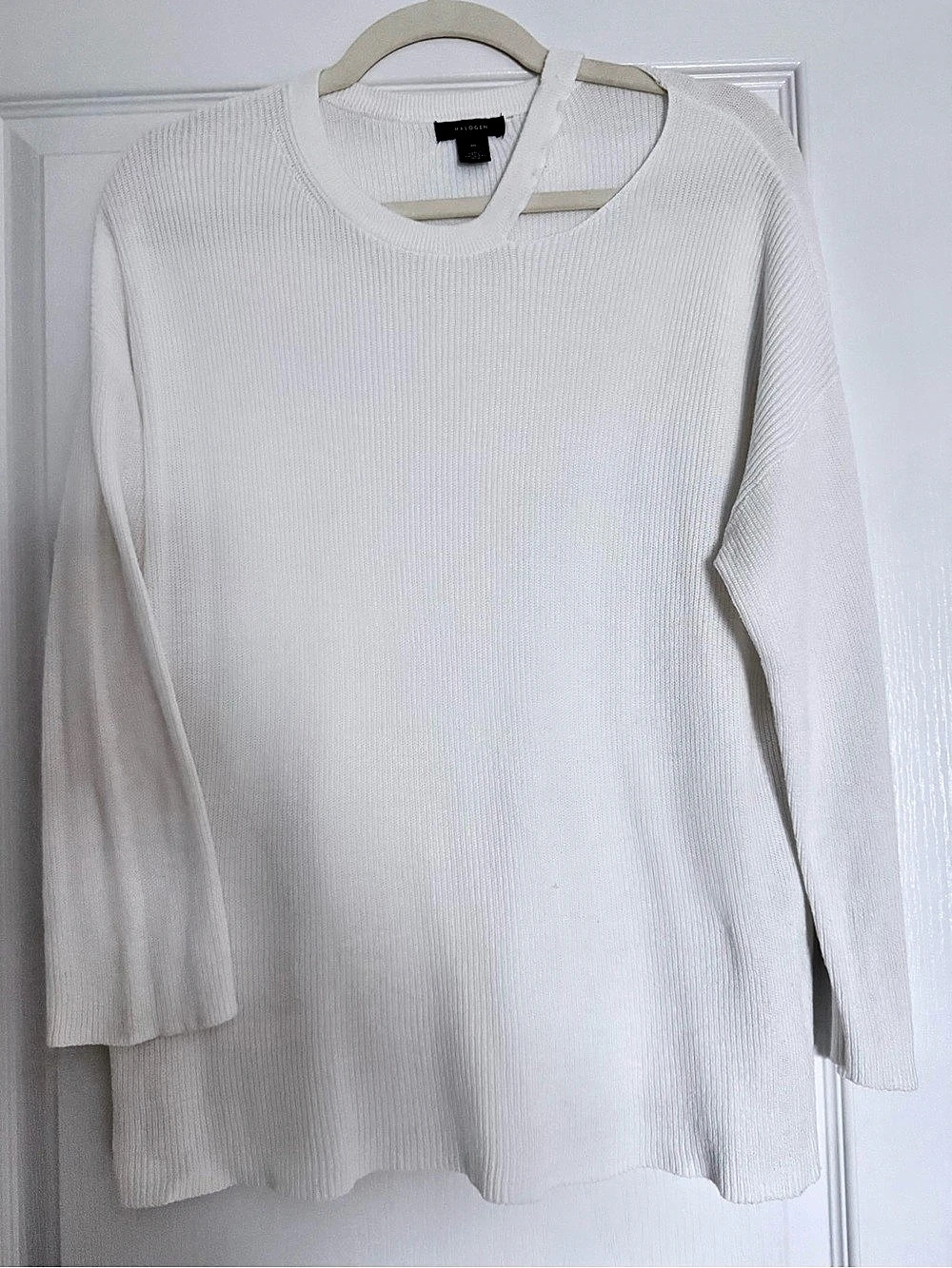 Halogen Ribbed Crew Neck Sweater White Medium Like New